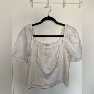 Abercrombie & Fitch White Puff Sleeve Top